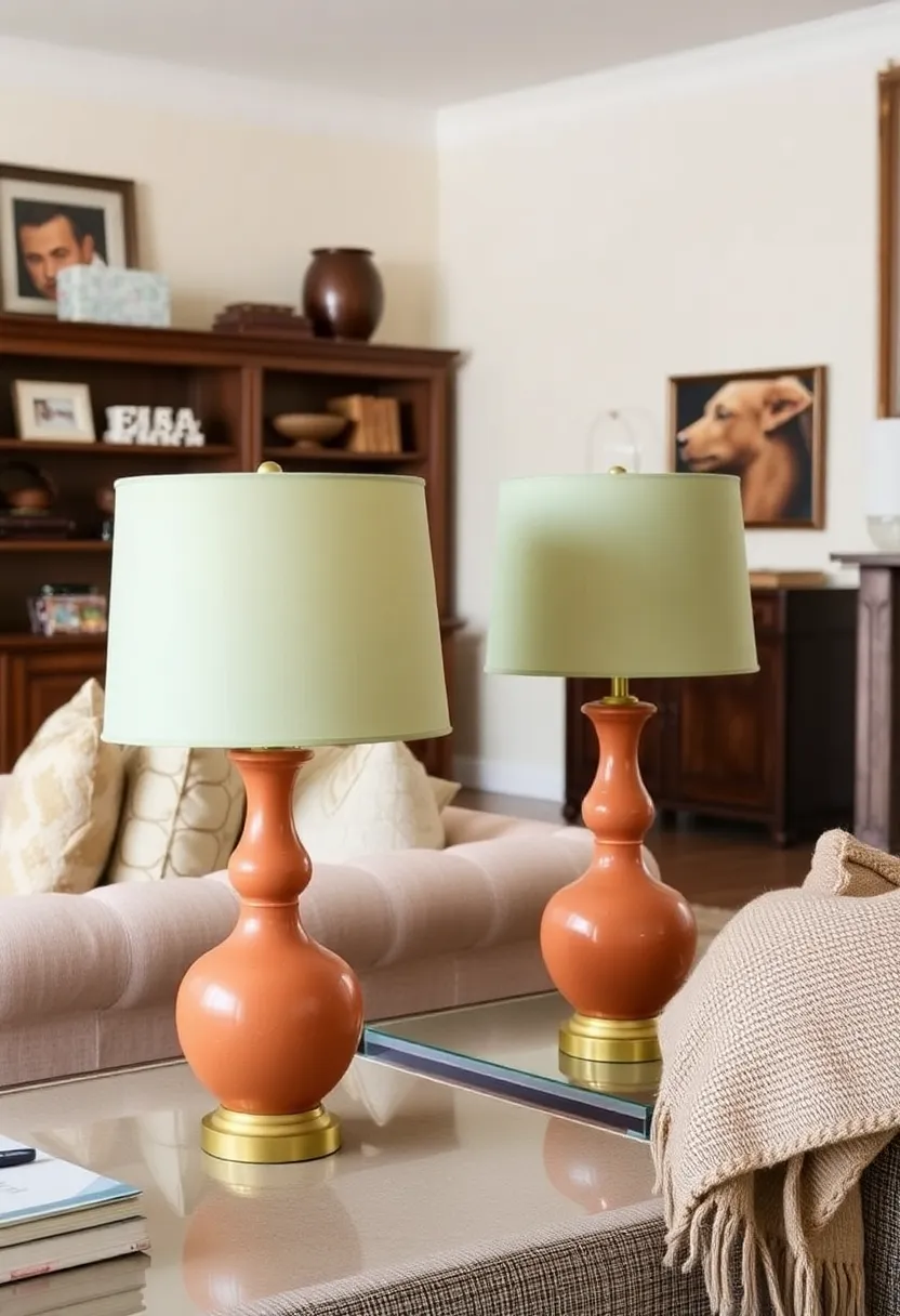 Makeover for furniture: 17 painting and upholstery with earthy terracotta and sage green! - 13. Terracotta lamp bases