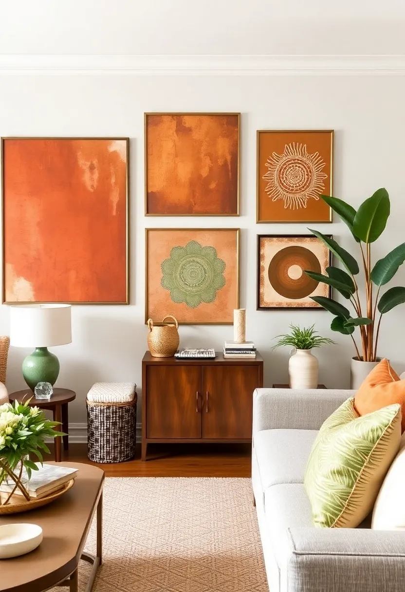 Makeover for furniture: 17 painting and upholstery with earthy terracotta and sage green! - 15. Terracotta -wall art