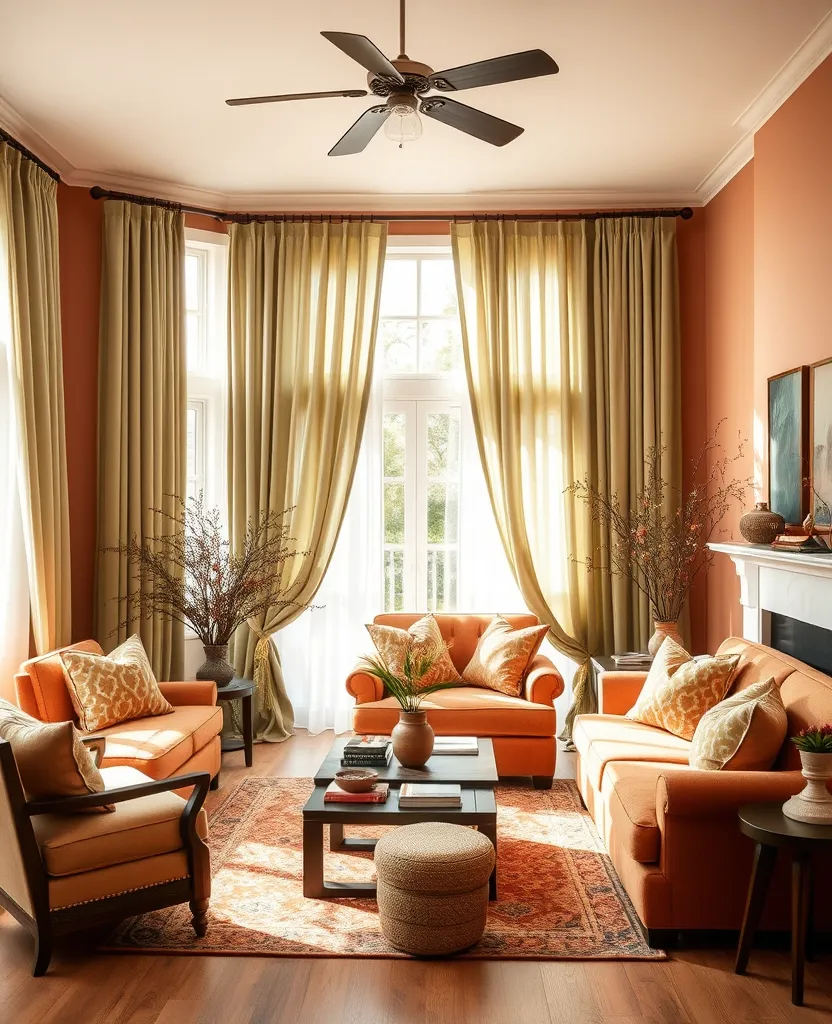 Makeover for furniture: 17 painting and upholstery with earthy terracotta and sage green! - 16. Sage green window treatments