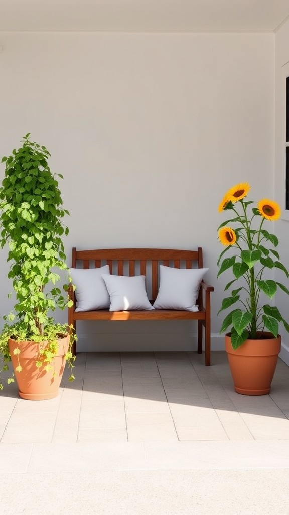 Create a porch with potted plants