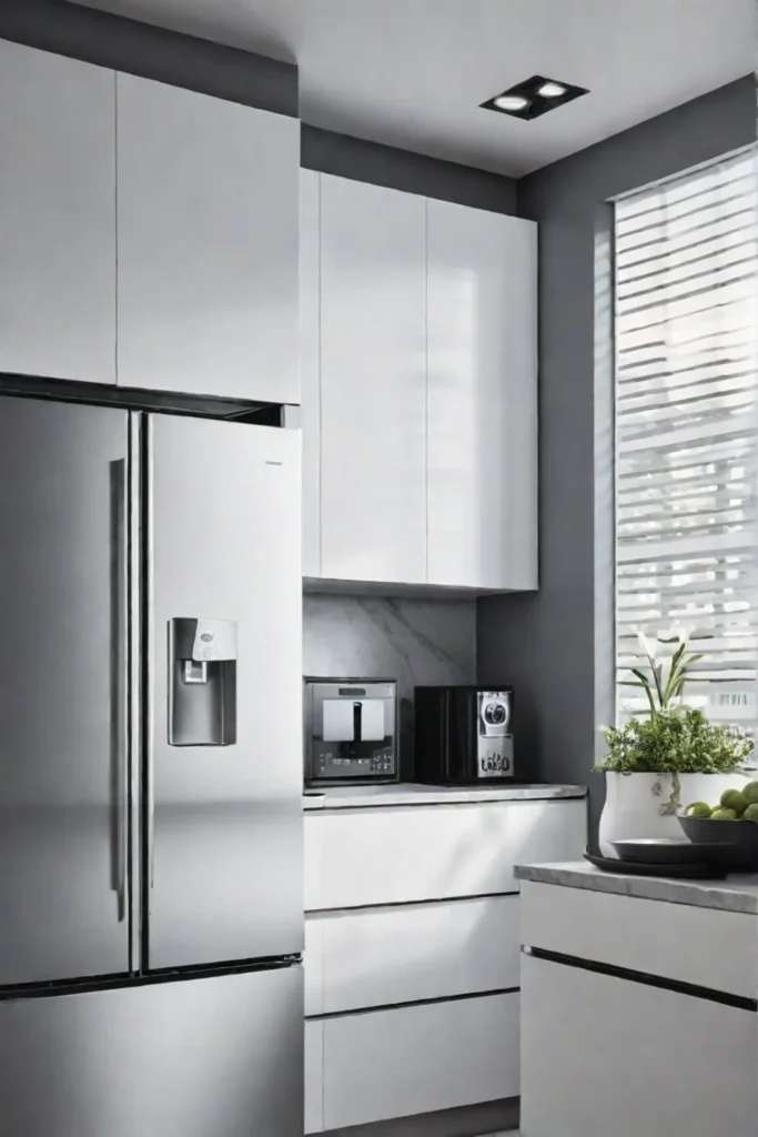 Modern, intelligent cuisine with integrated technology, minimalist design