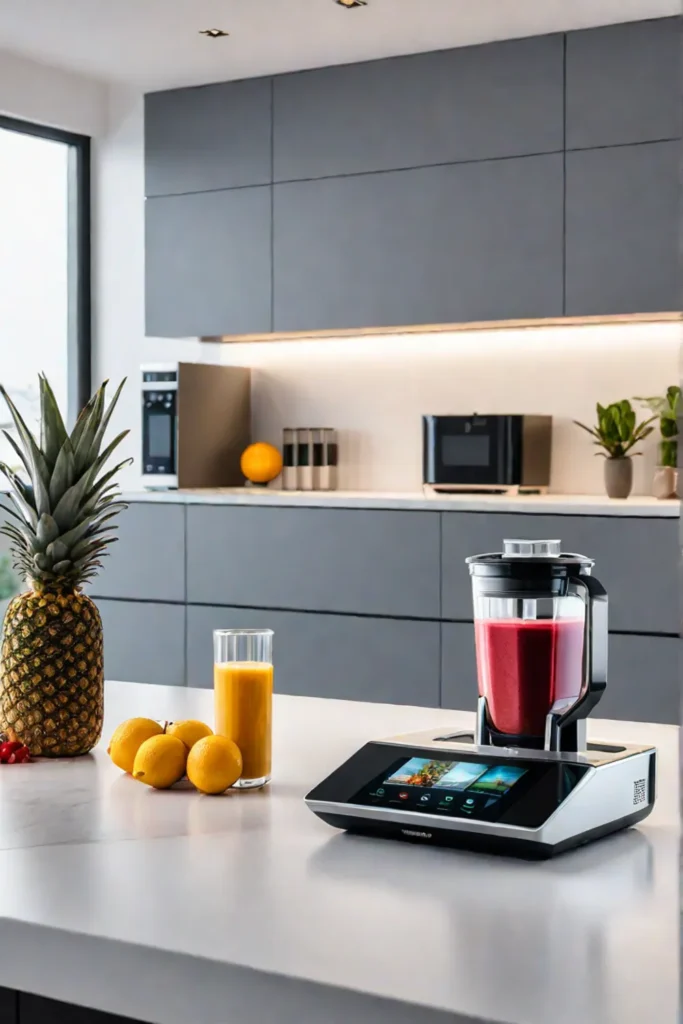 Interactive kitchen display with networked devices and voice -activated assistants