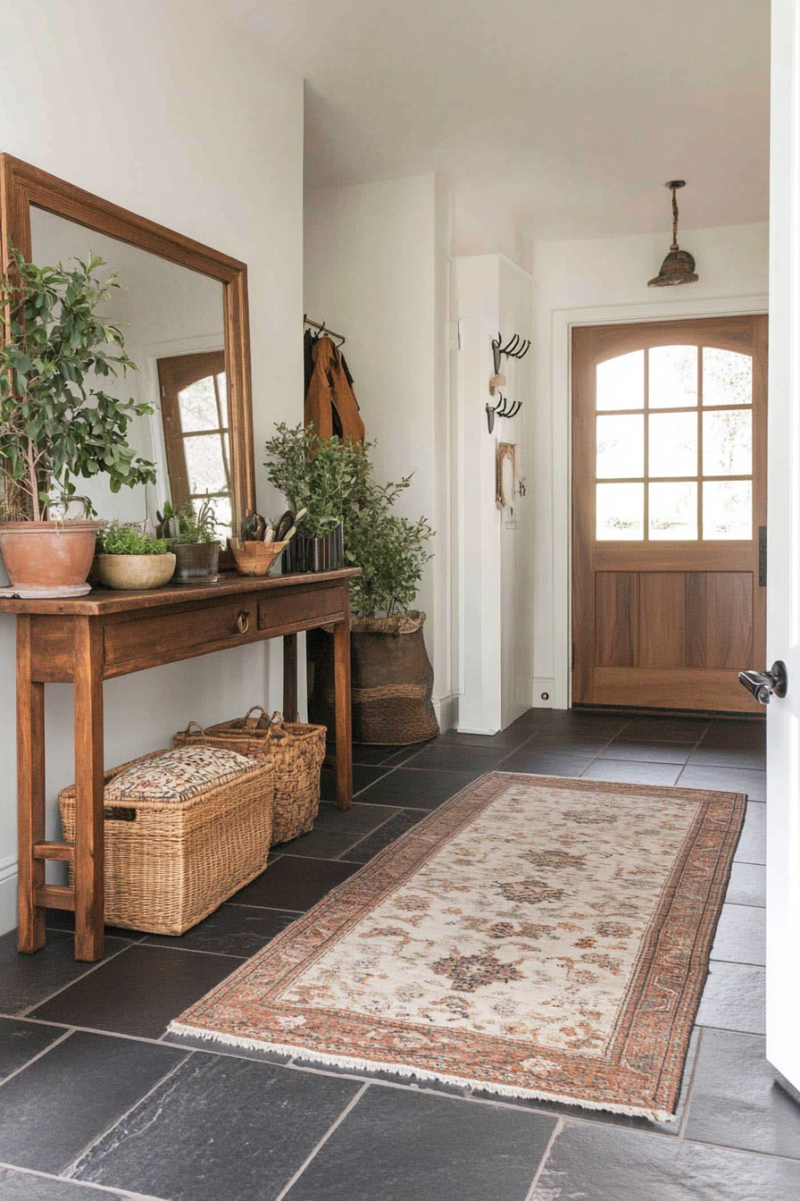 Entrance with natural slate tile floors