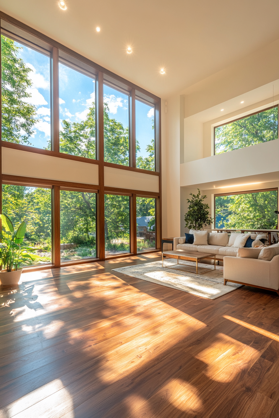 Interior of sustainable home with environmentally friendly materials