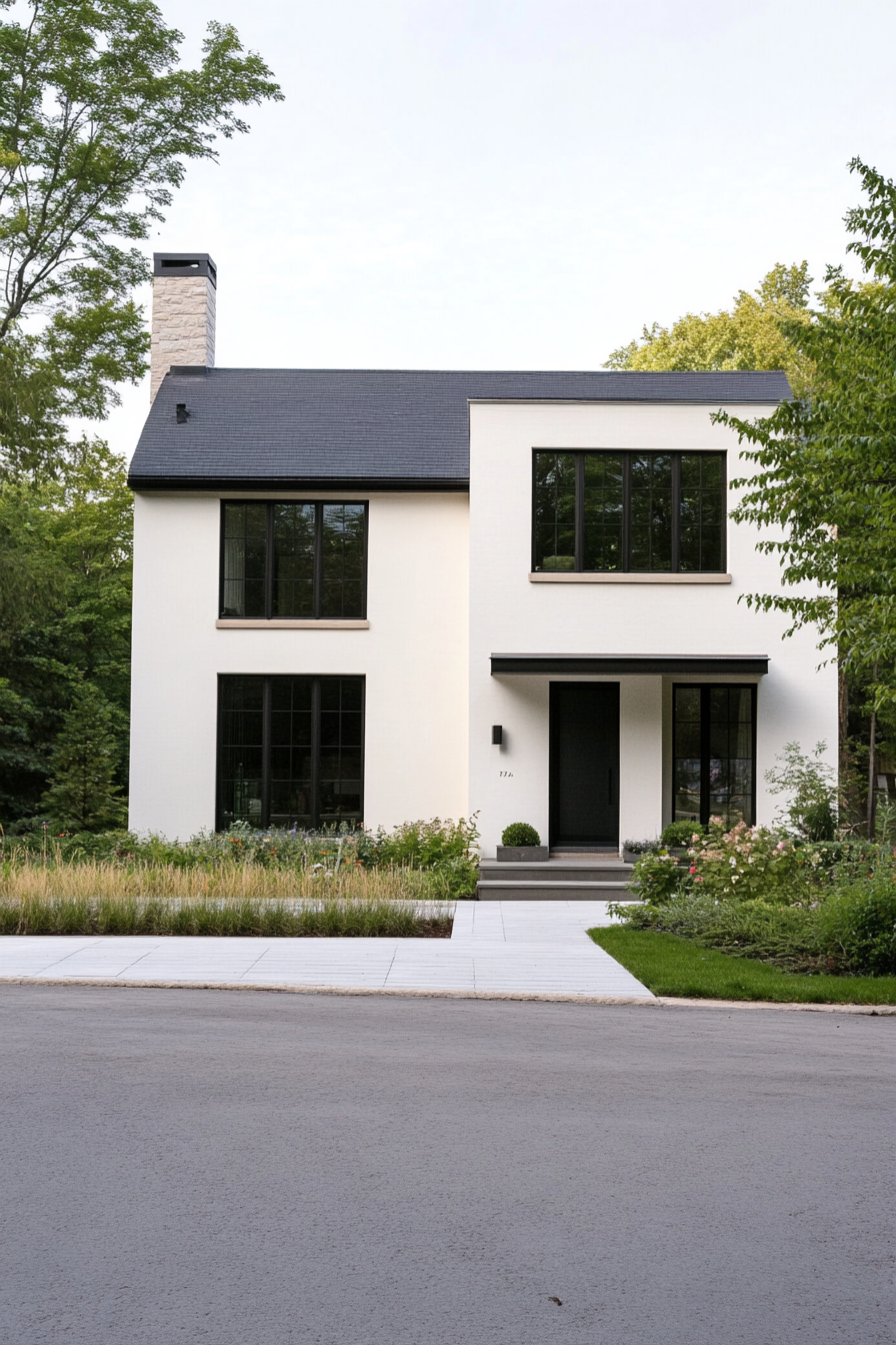 Minimalistic house with a clean facade and large windows