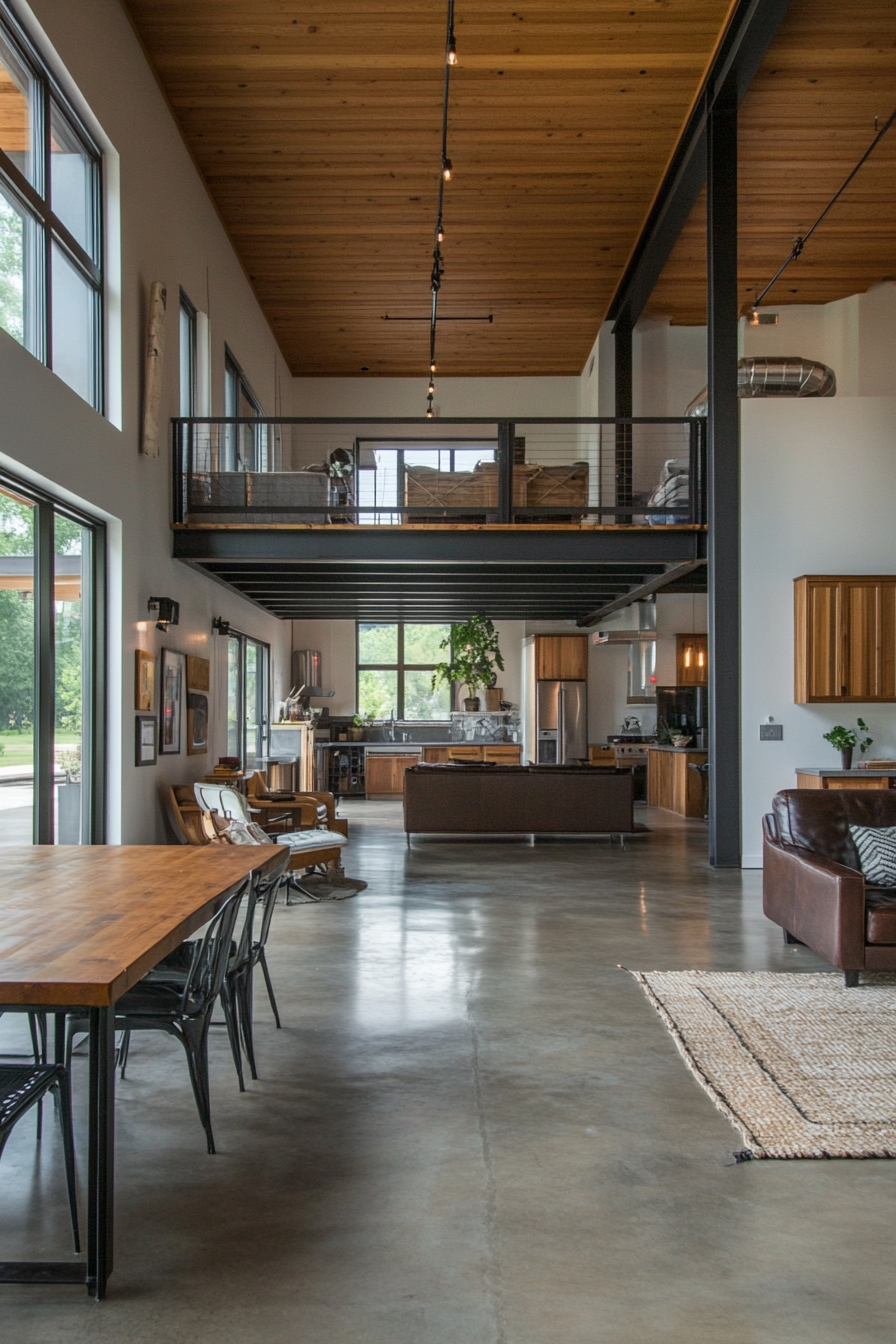 Interior with exposed brick and industrial decoration