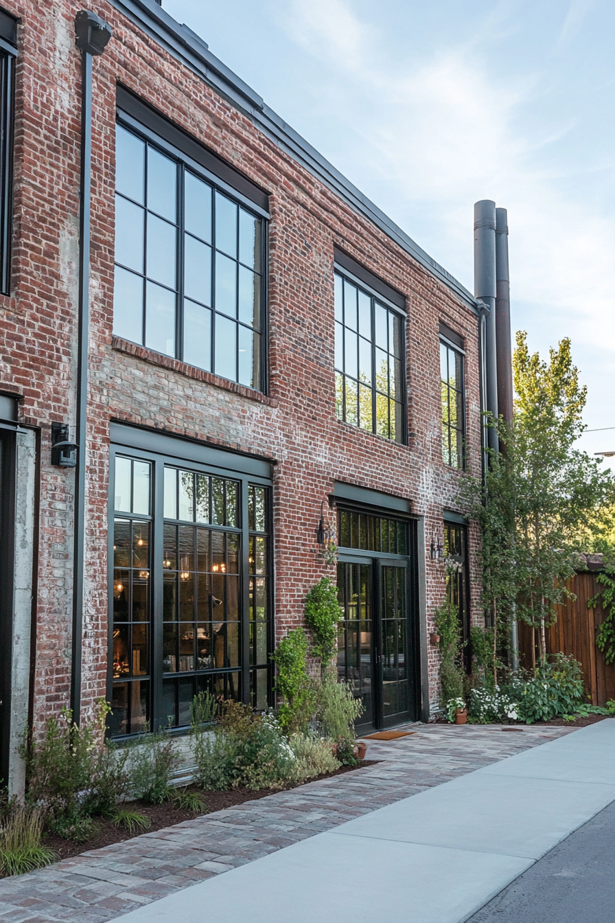 Industrial style house with exposed brick and metal accents