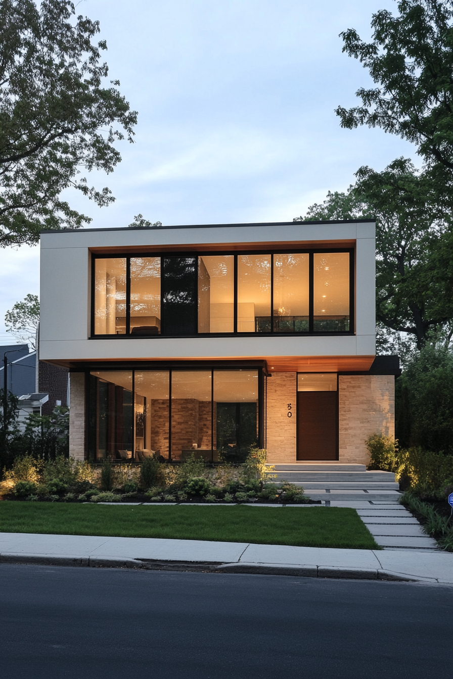 Modern home with open floor plan and large windows