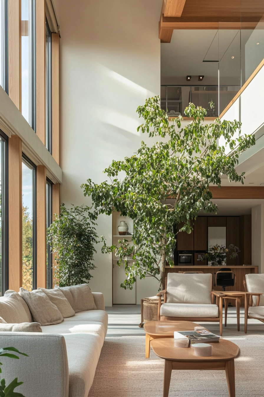 Interior with natural materials and wellness features