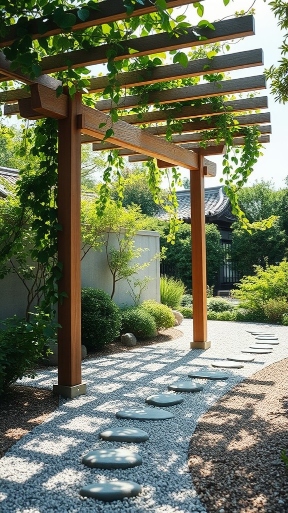 Display a pergola with climbing plants