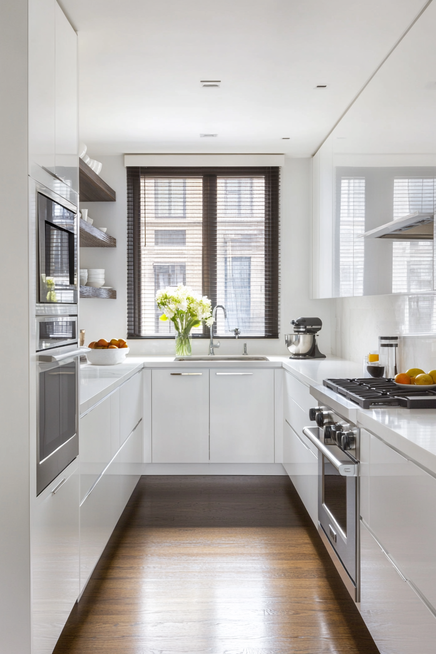 Modern furniture with custom -made high -gloss white cupboards