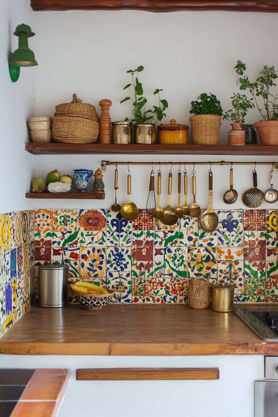 Rich colors, hand -painted tiles and brass utensils