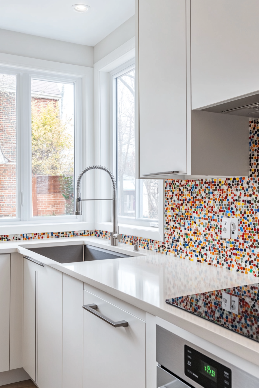 Strong mosaic tiles in bright colors