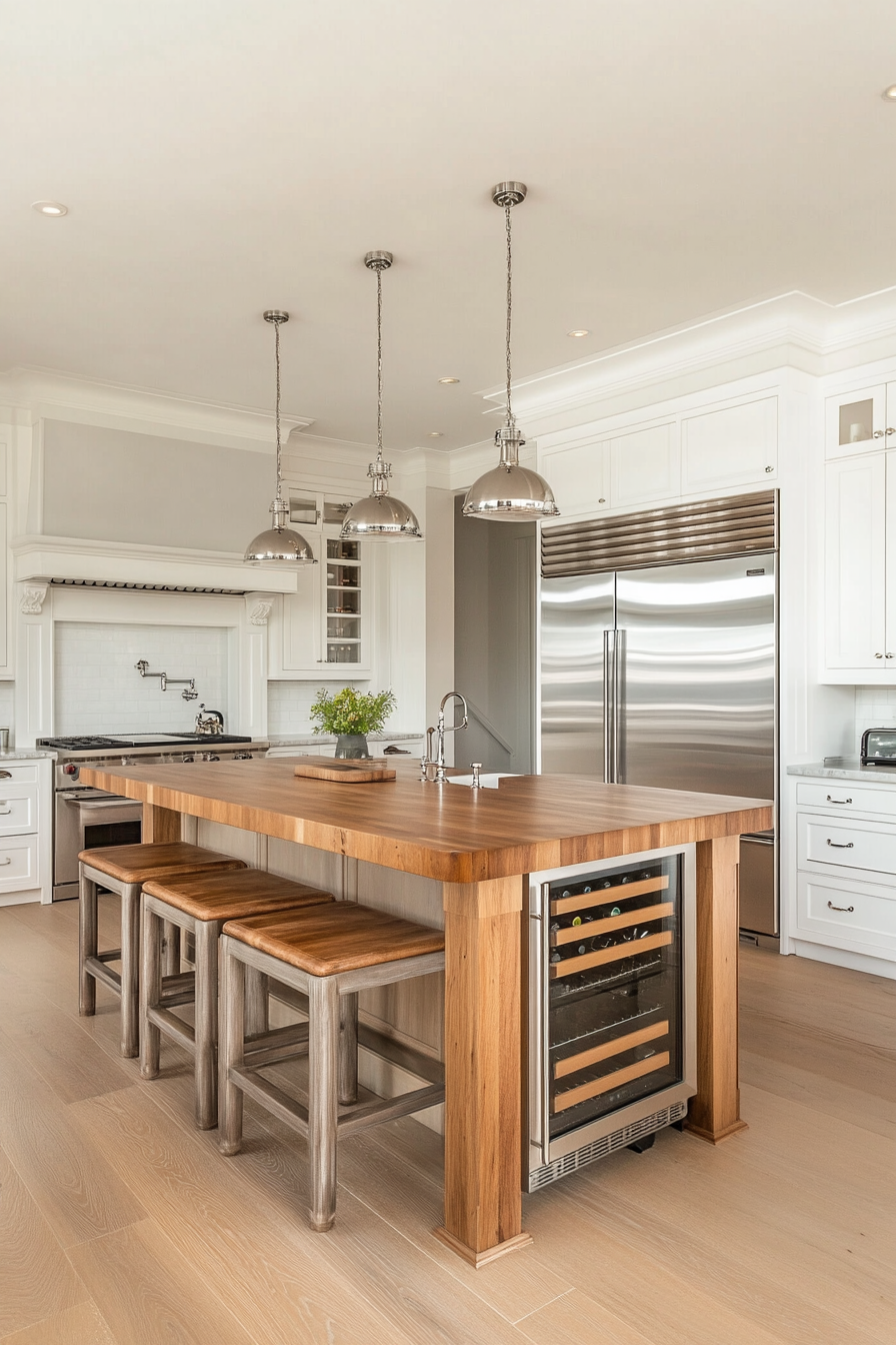 Kitchen with large center island and bar seating