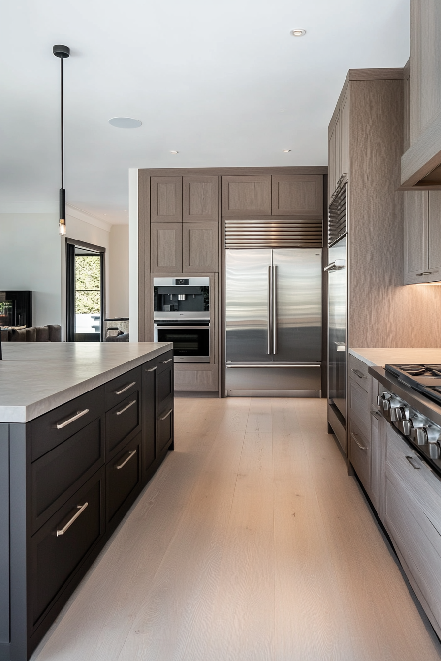 Kitchen with custom cabinets hide appliances