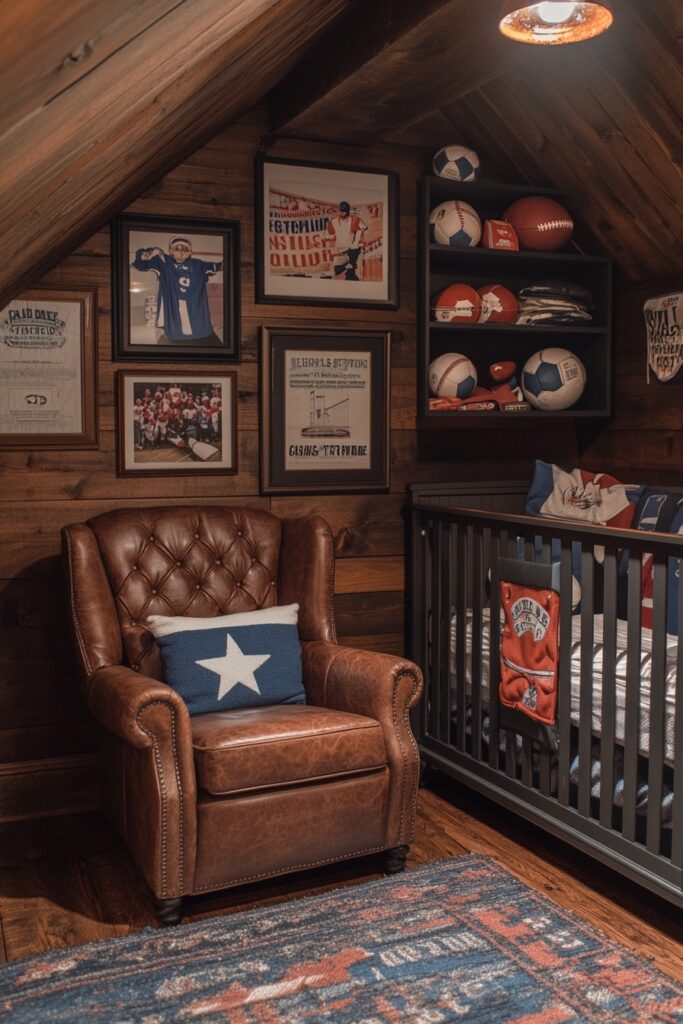 Vintage sports baby room