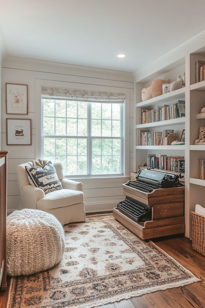 Typewriter inspired baby room