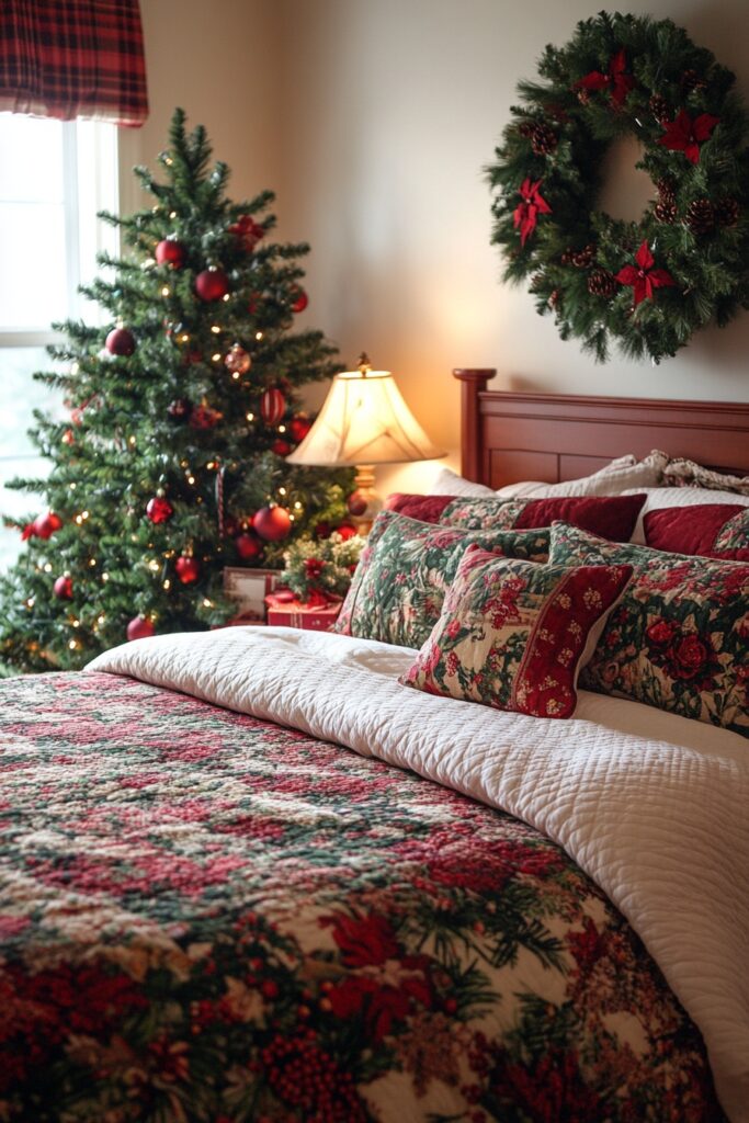 Warm Christmas bedroom retreat