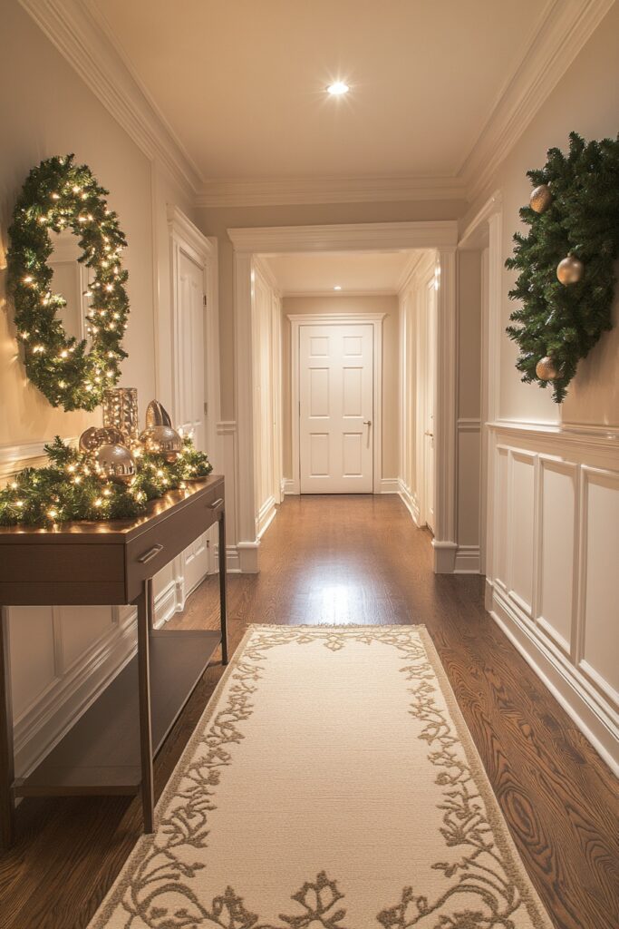 Elegant hallway Christmas decoration