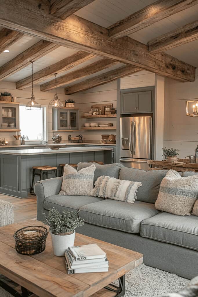 Gray farmhouse living room