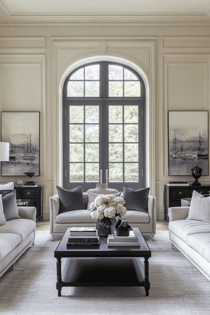 Gray and white living room