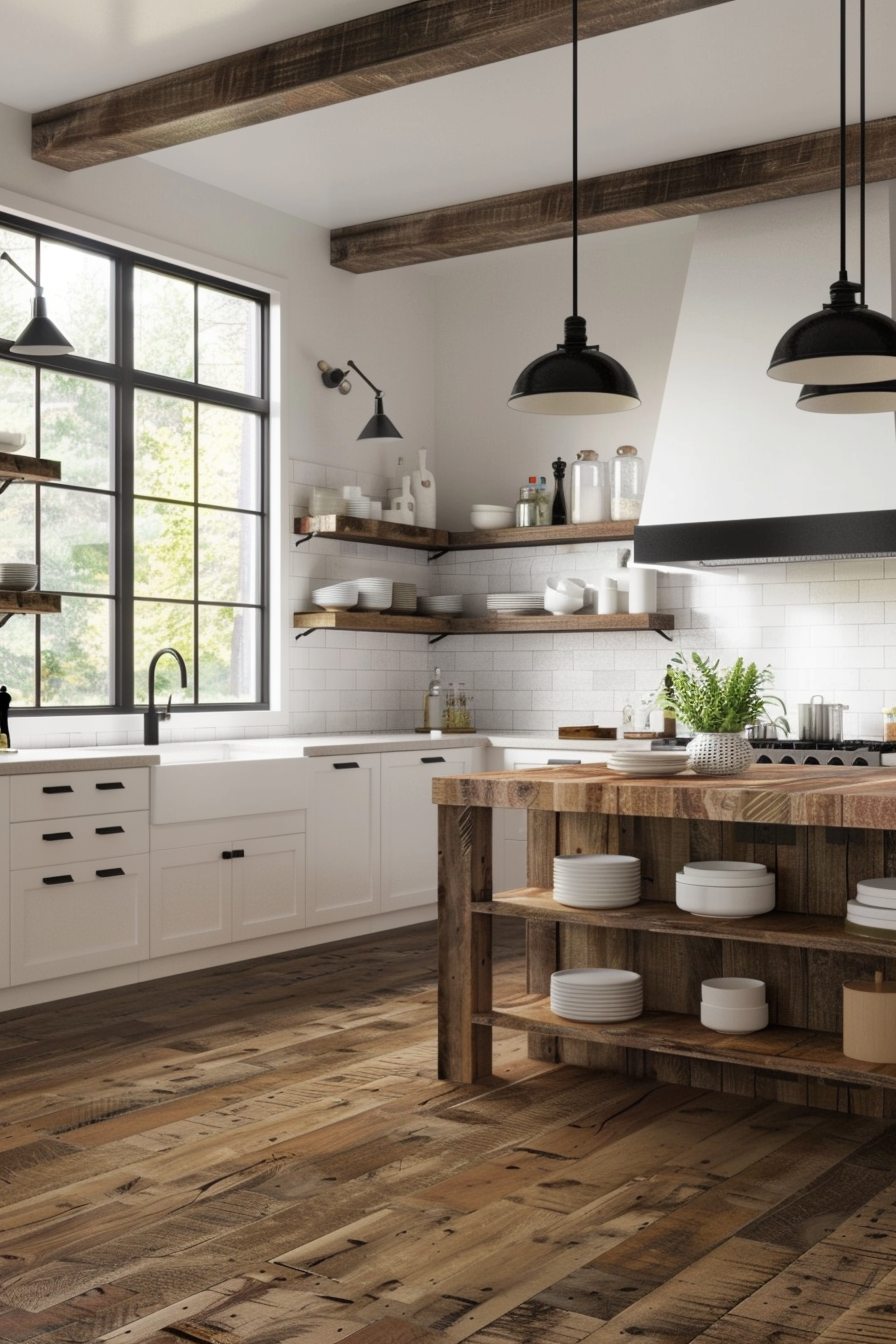 White shaker style cabinets with black hardware