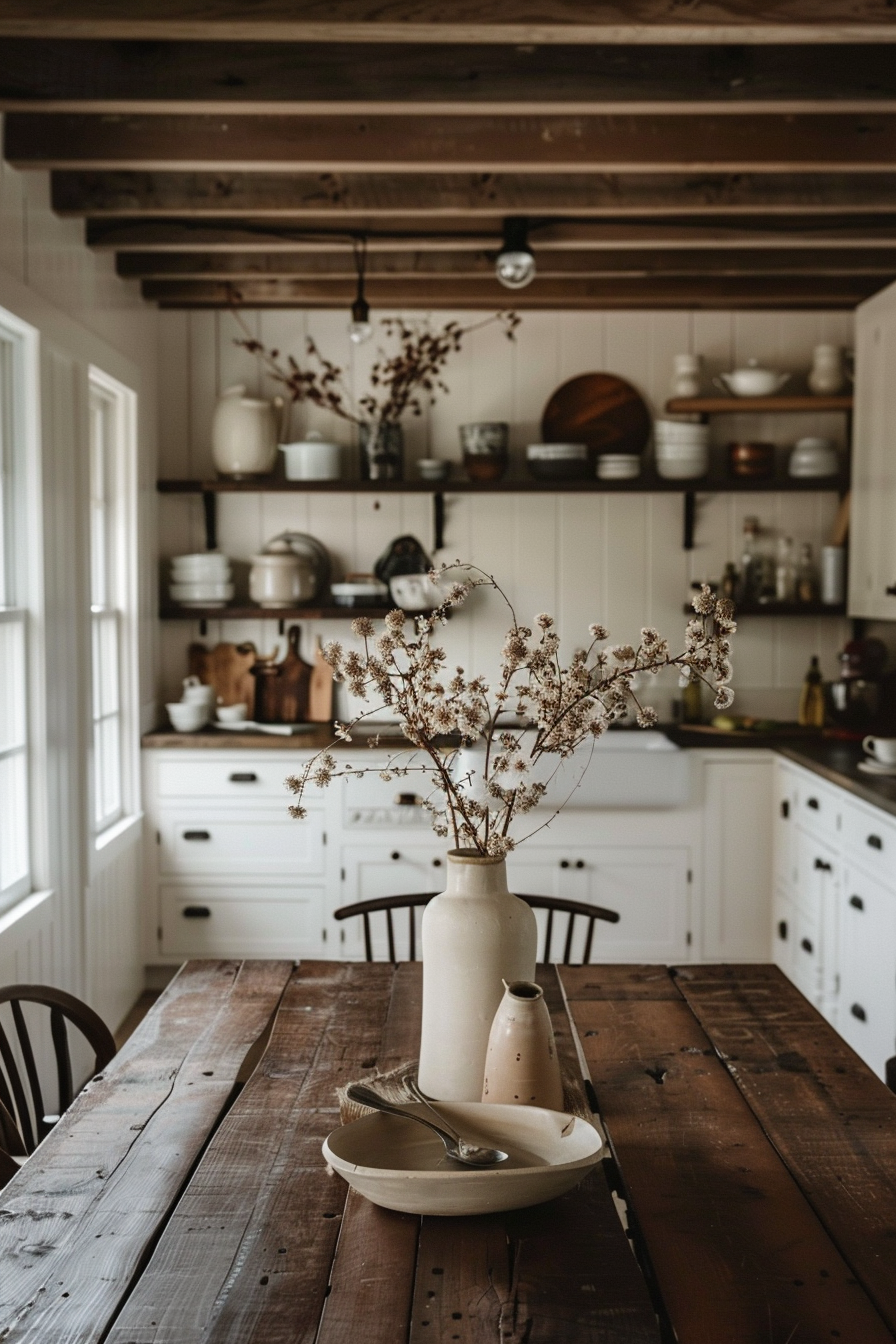 Rustic wooden dining table