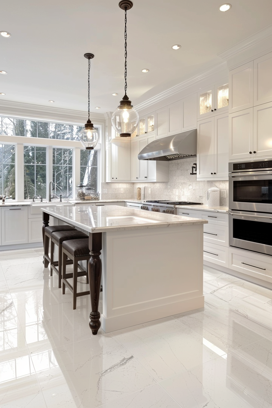 Elegant marble tiles for a luxurious kitchen