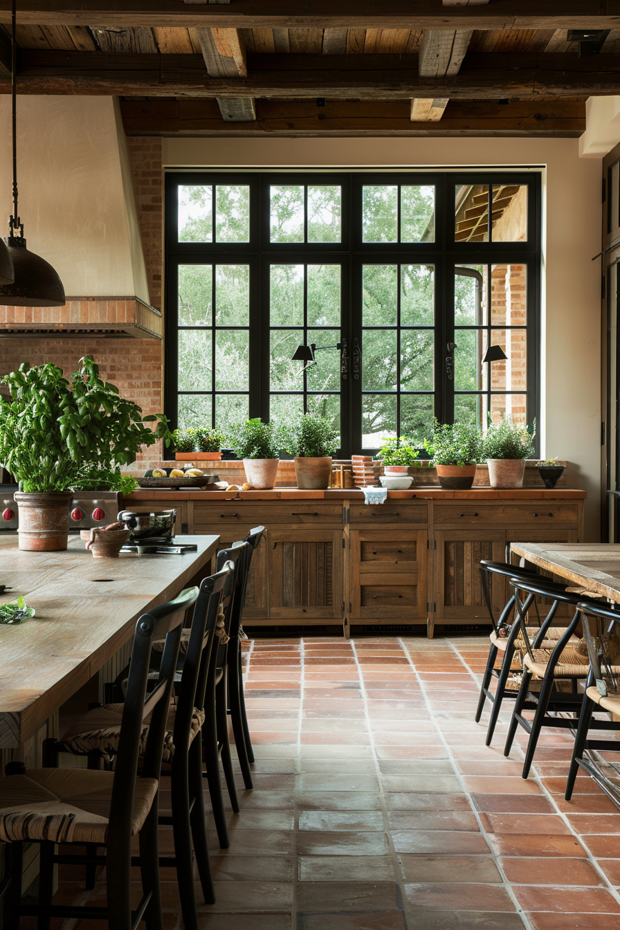 Warm terracotta tiles for a rustic kitchen