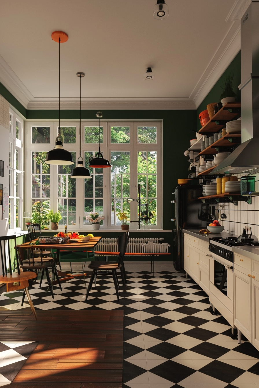 Timeless checkered tiles for a classic kitchen