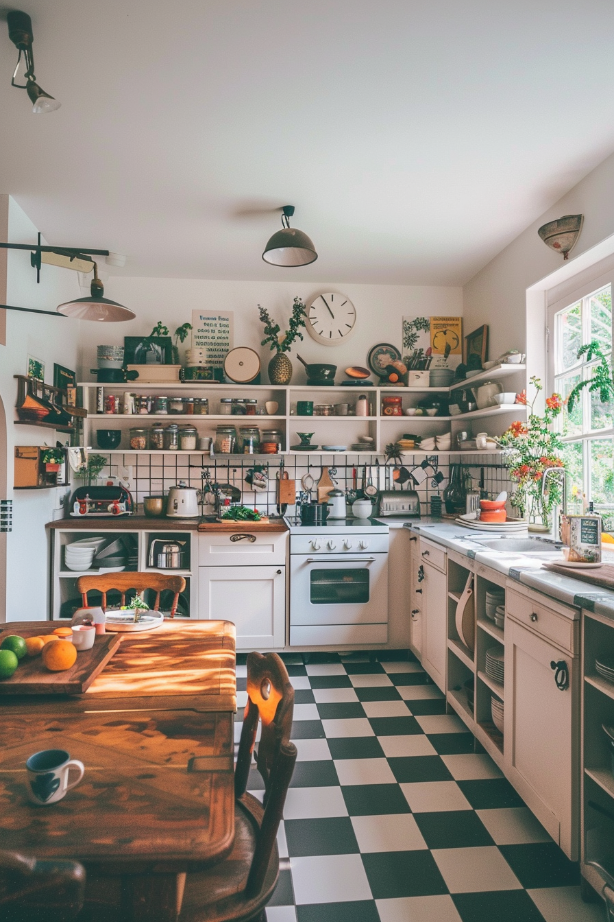 Timeless checkered tiles for a classic kitchen