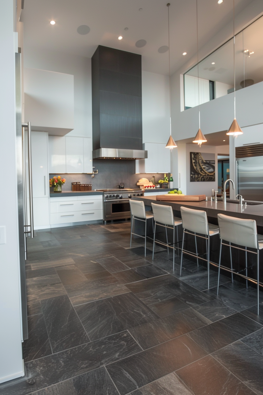 Bold dark tiles for a dramatic kitchen