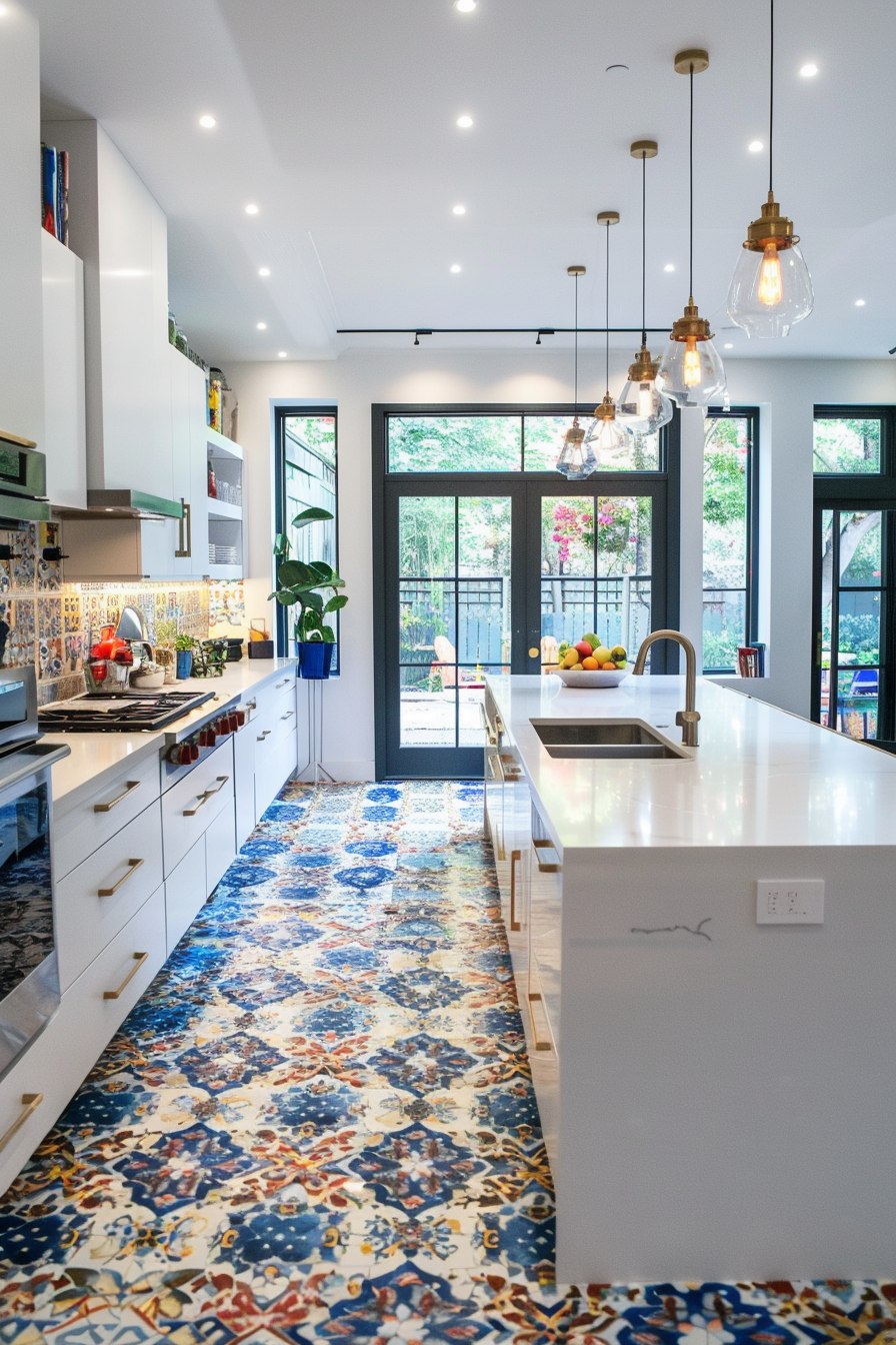 Eclectic, unique tile patterns for an ornate kitchen