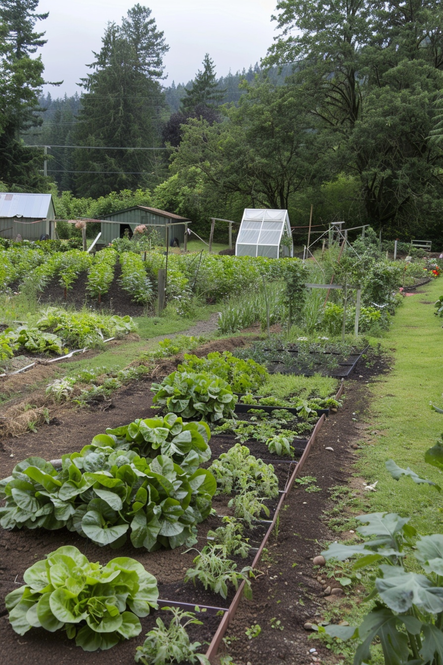 Garden garden with cold frames and row covers to protect the frost.