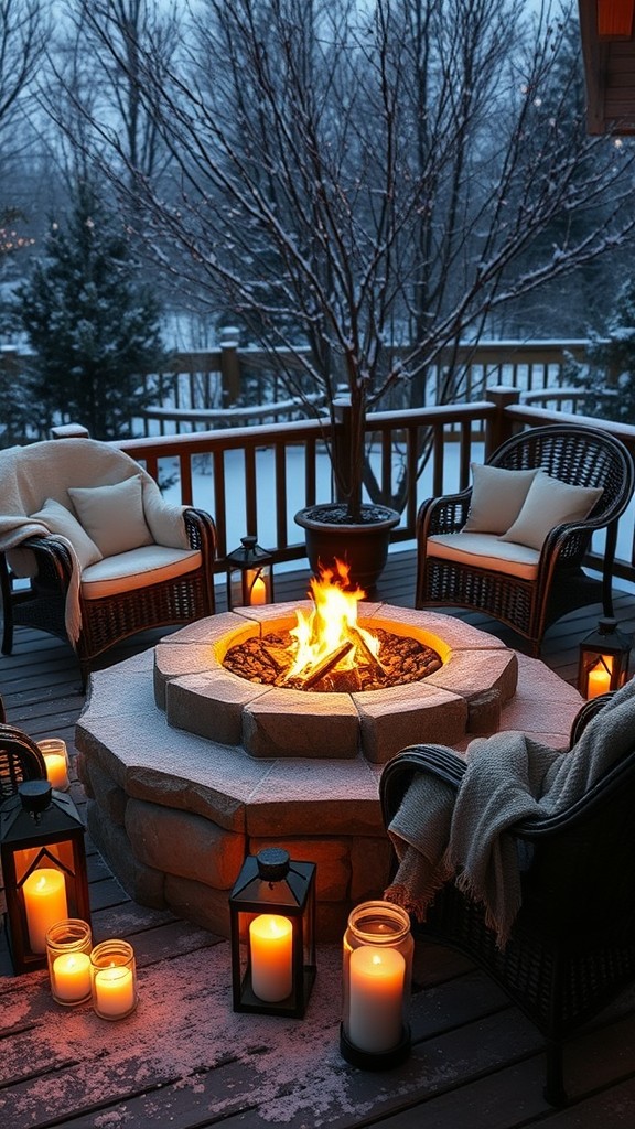 Cozy fireplace with candles