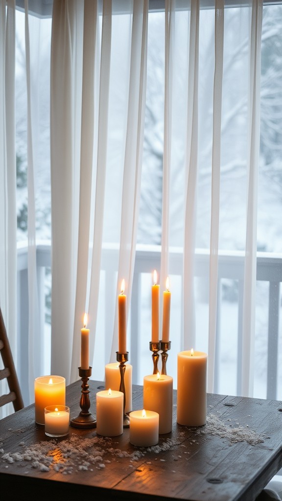 Mere curtains with candlelight