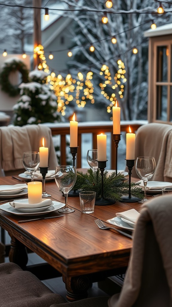 Candlelit dining setup