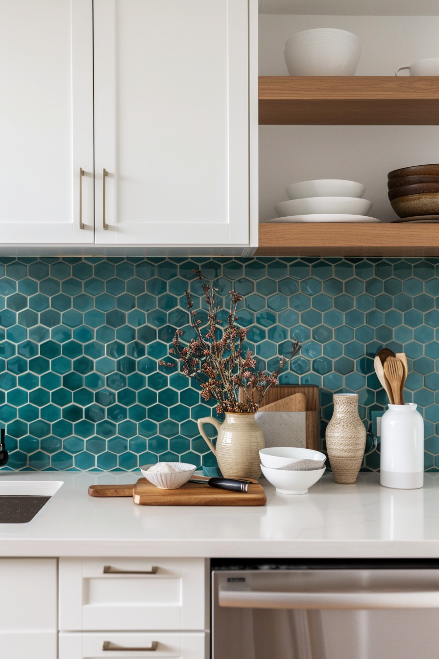 Hexagonal tiles in bold geometric patterns