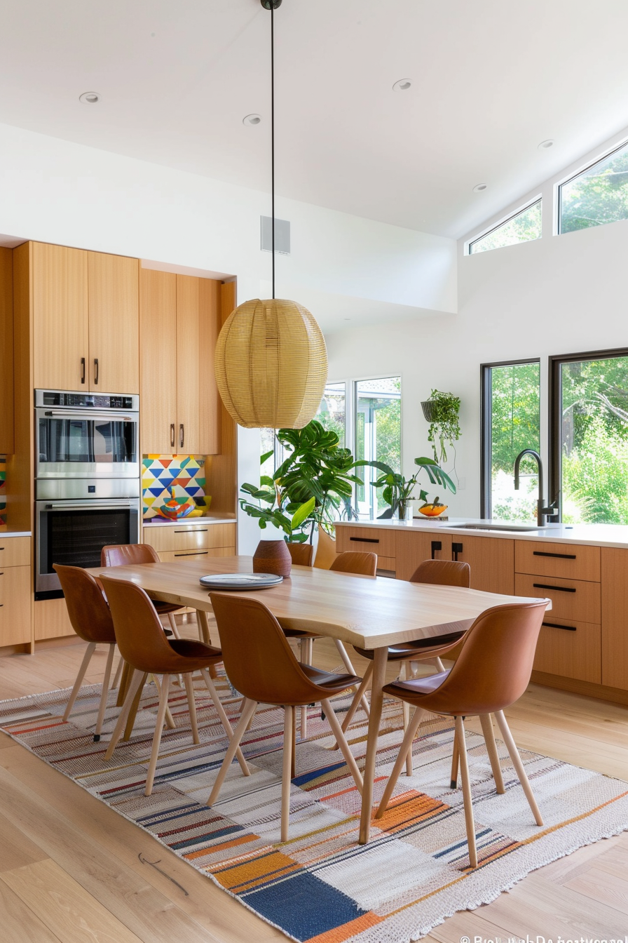 Round dining table with laminate surface