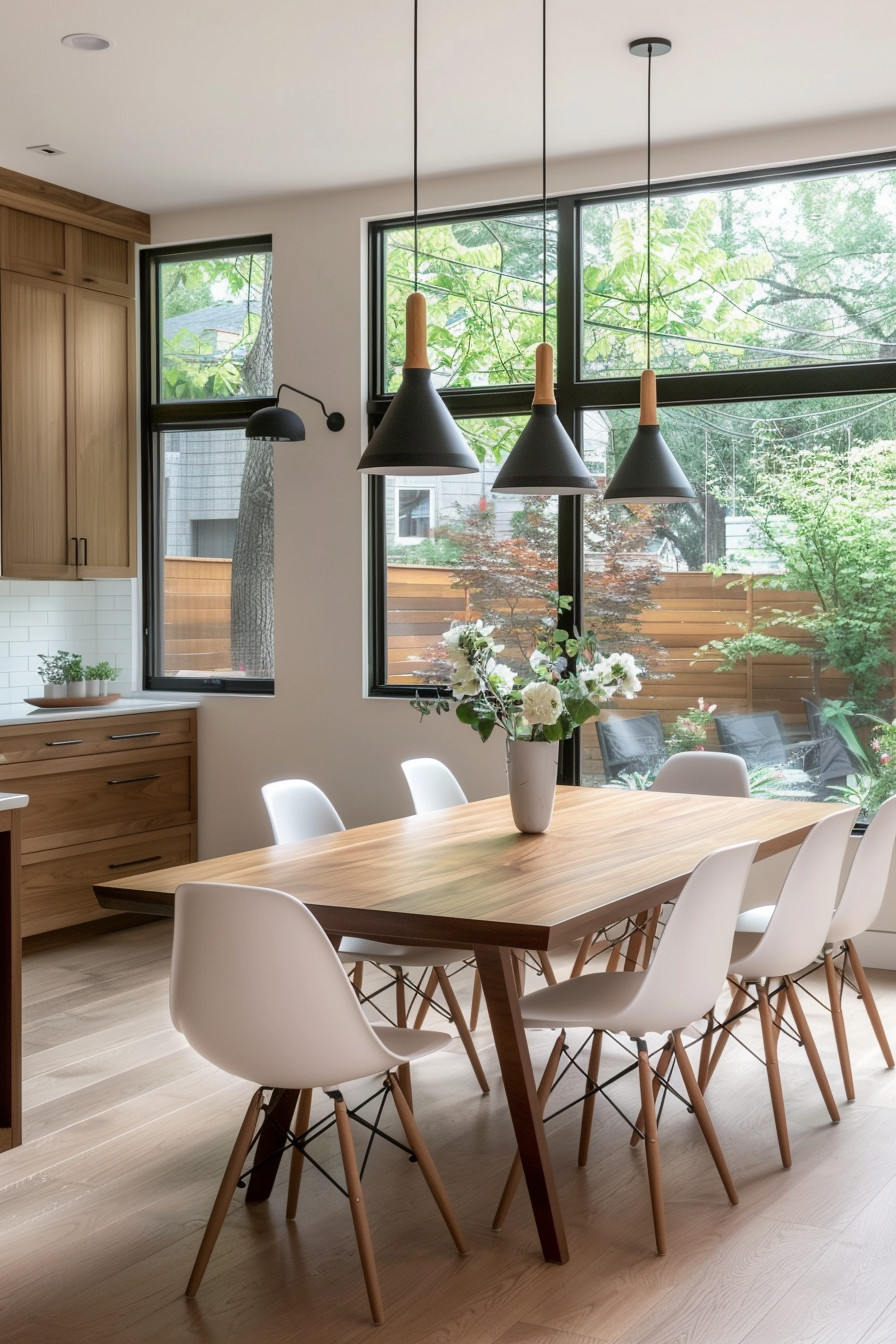 Wooden dining table with rejuvenated legs