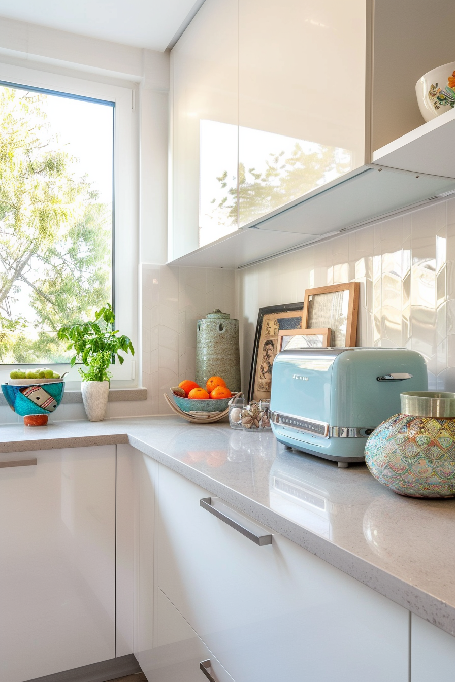 Retro -toaster and ceramic vases