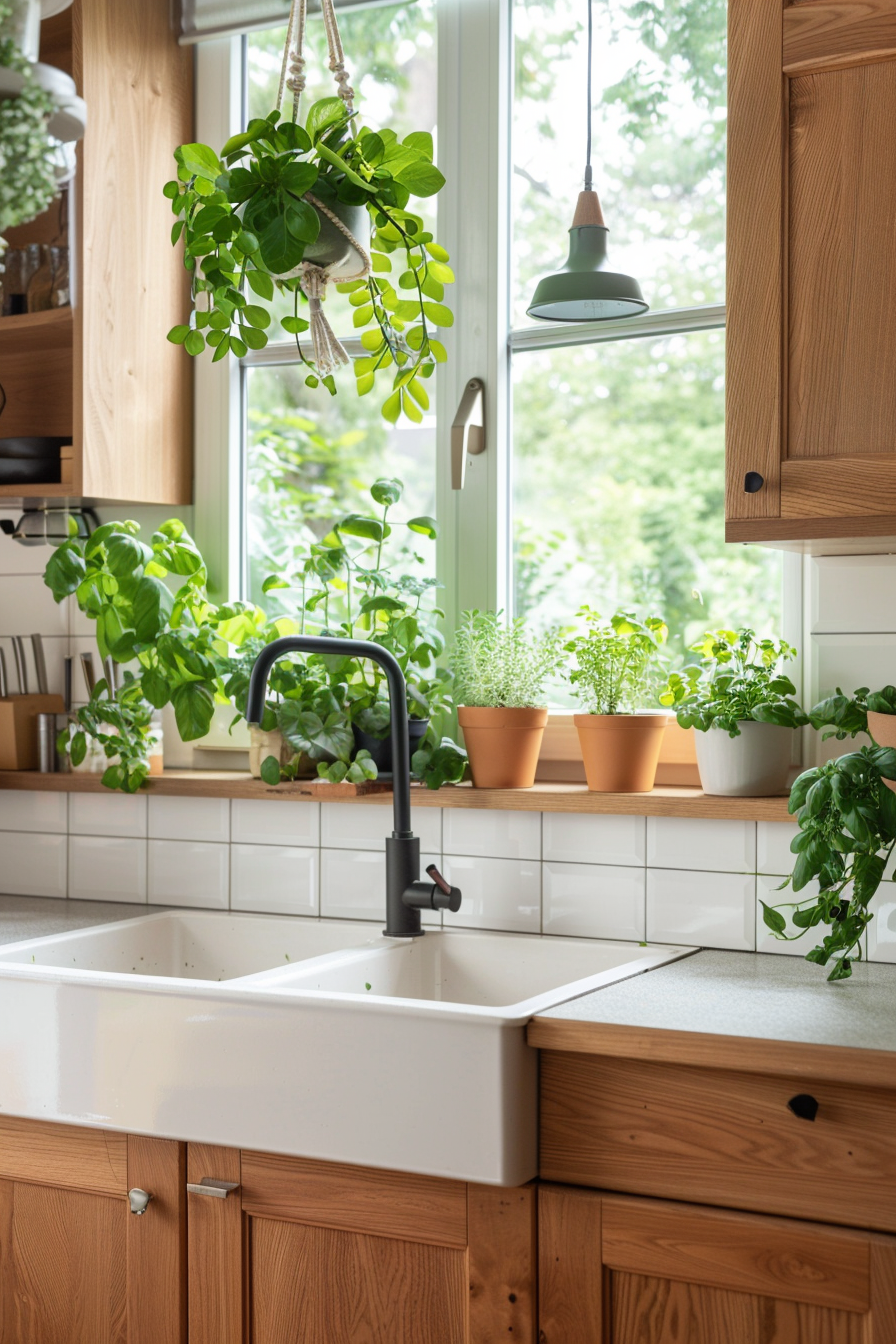 Pop herbs and hanging plants