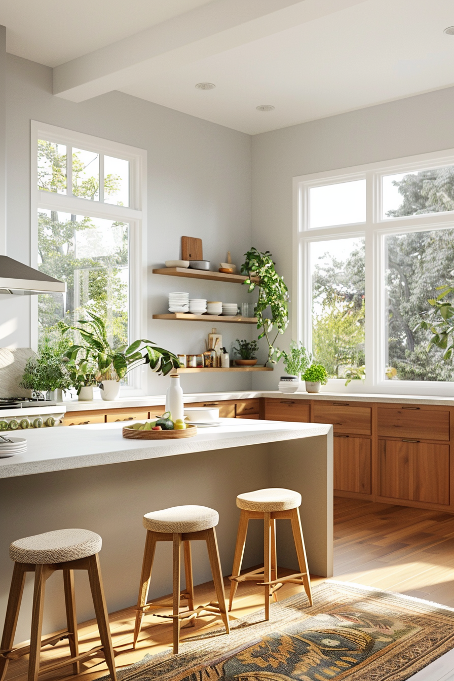 Teak cabinet with quartz worktop