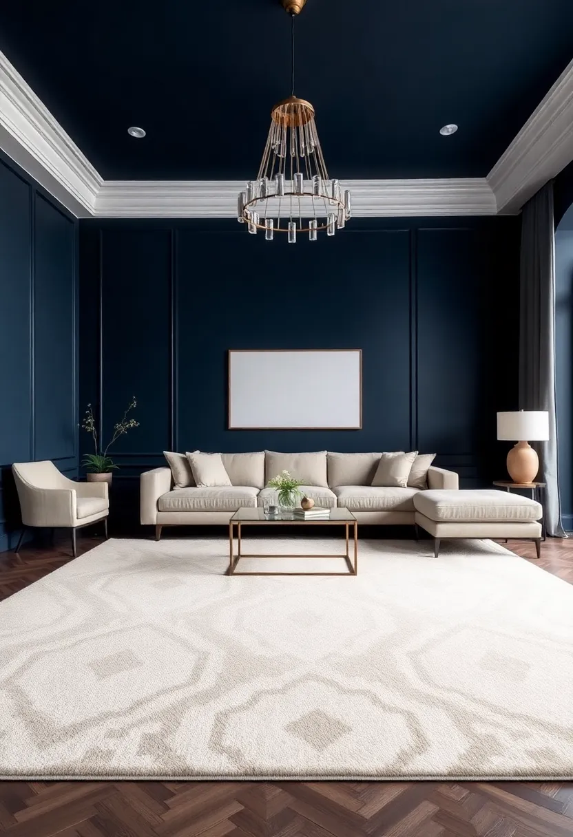 Access to your dark blue living room: 15 must -have -decor -objects to supplement statement lighting -4. Cozy surface carpets