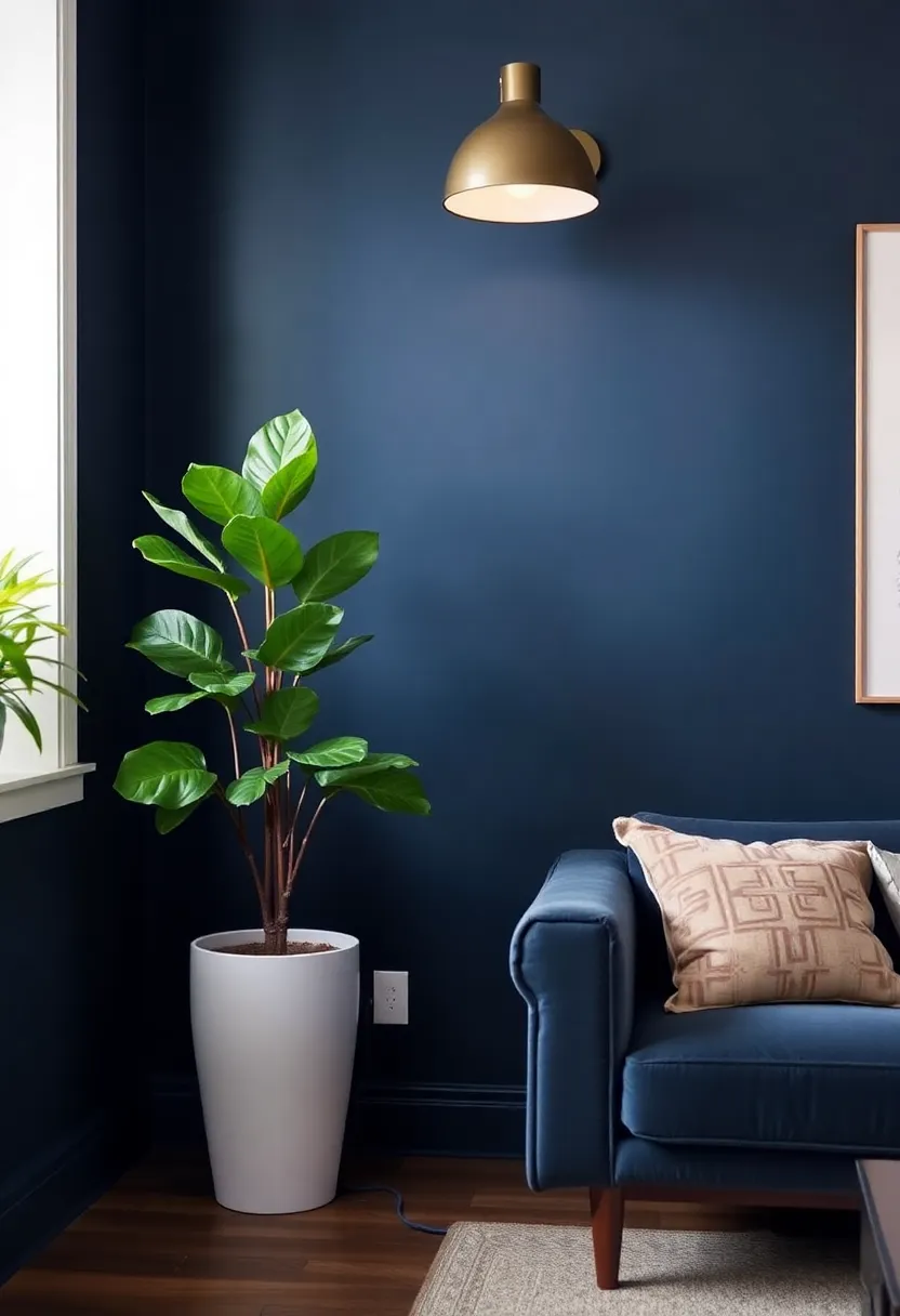 Accessorization of your dark blue living room: 15 must -have -decor -objects to supplement statement lighting -5. Statement plants