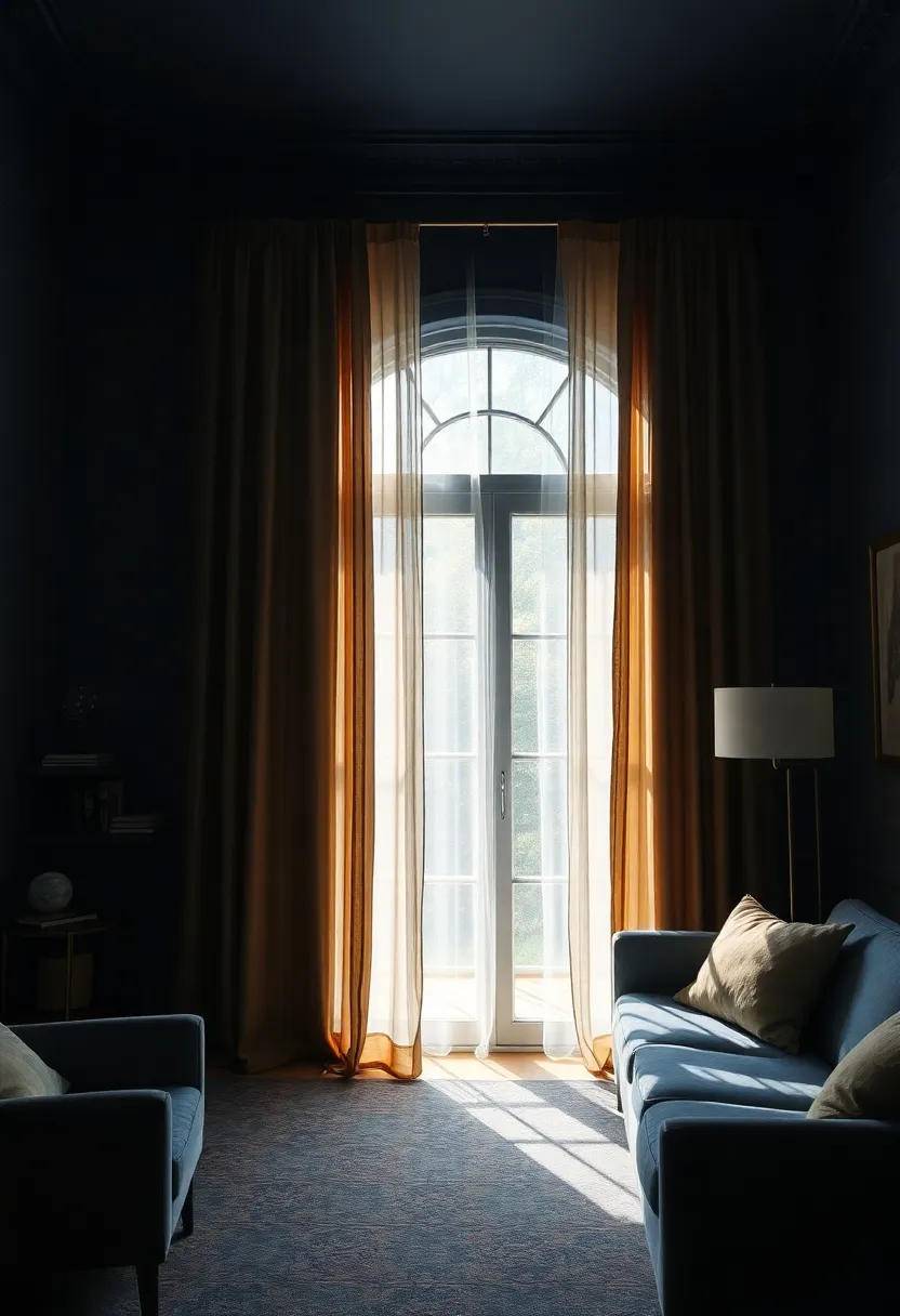 Accessorization of your dark blue living room: 15 must -have -decor -objects to complement the lighting -8. Elegant curtains