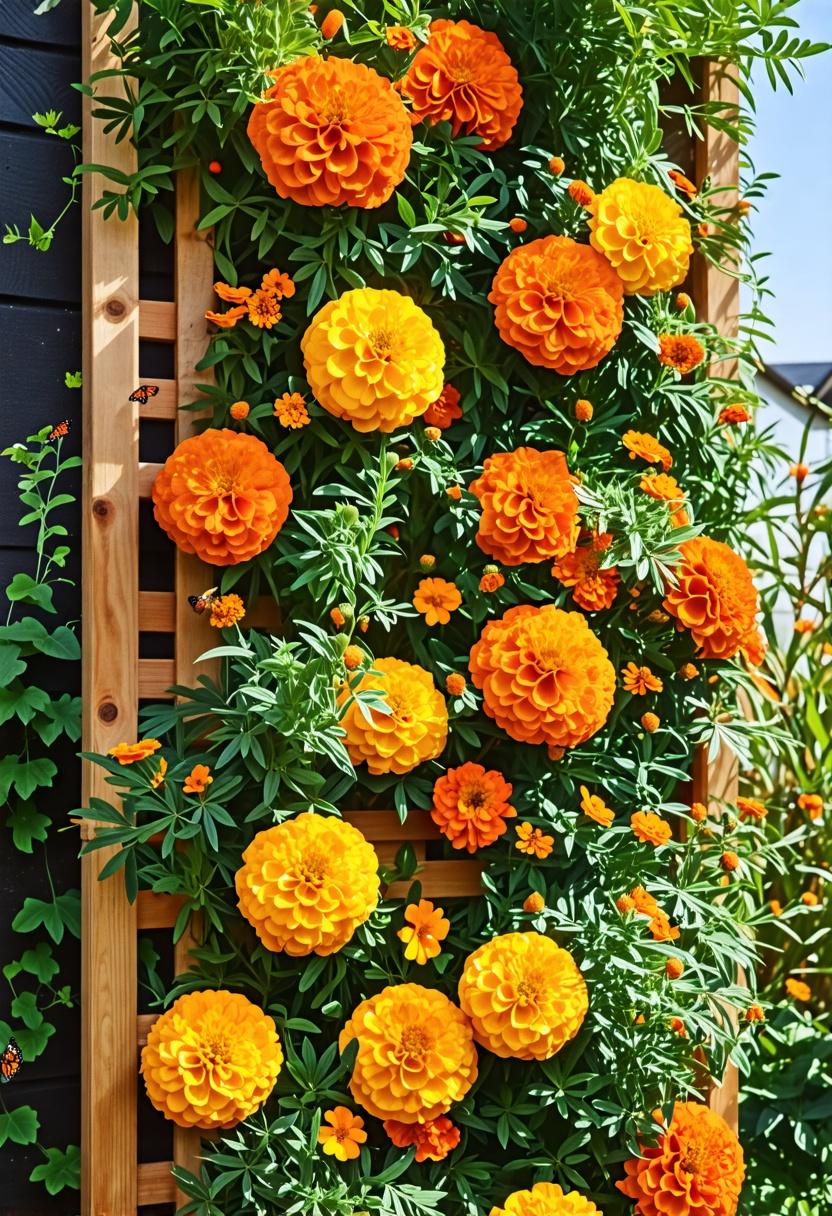 Use of marigolds in vertical gardens