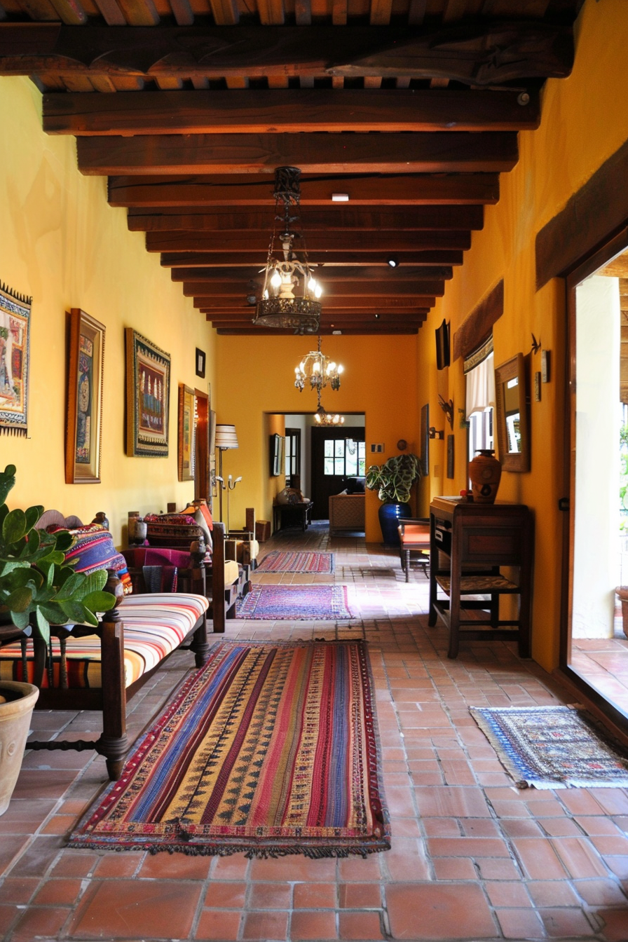 Living room in the Grand Hacienda style with high ceilings and <a href=