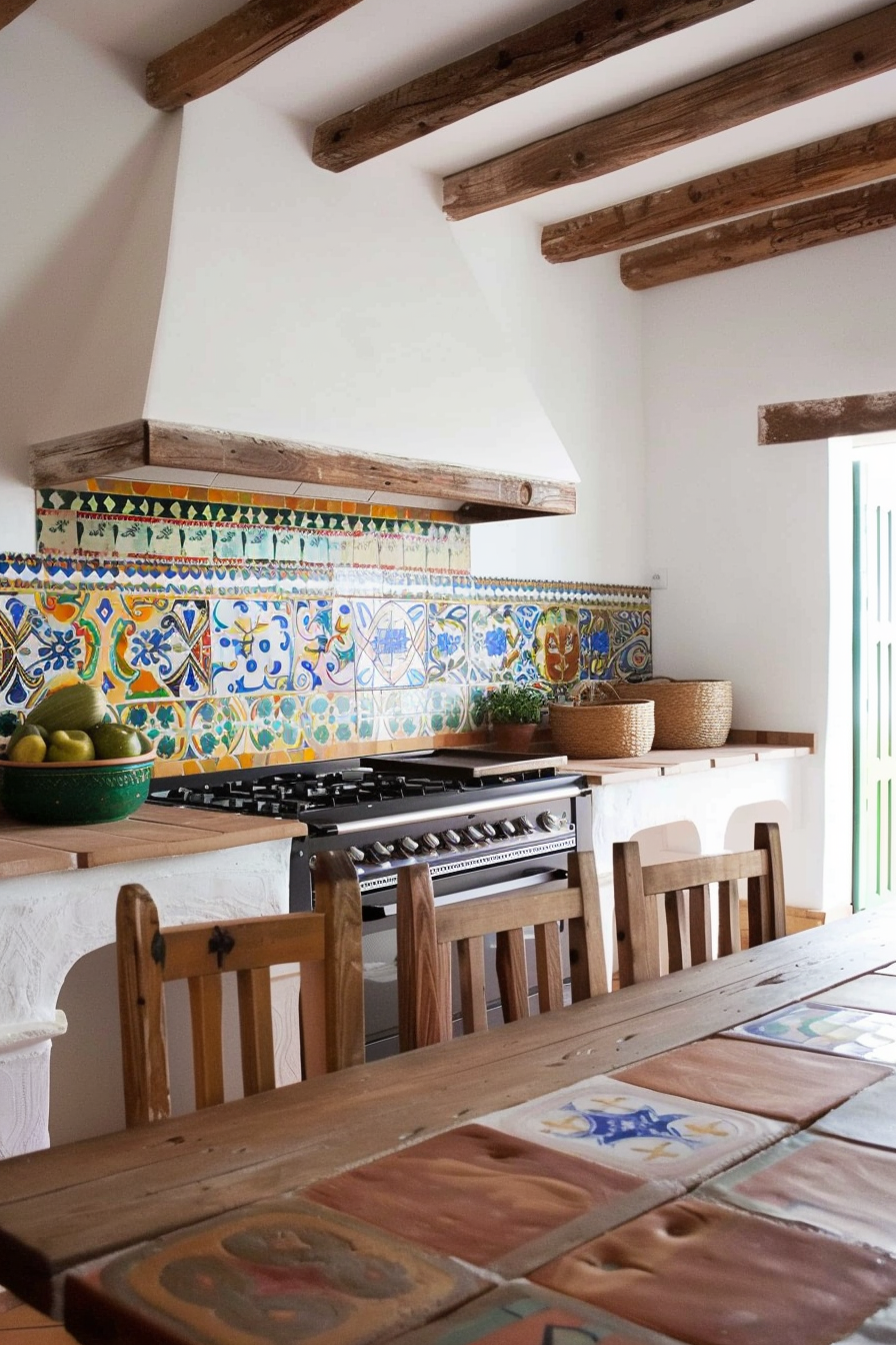Mexican farmhouse kitchen with a Talavera tile -Backplash