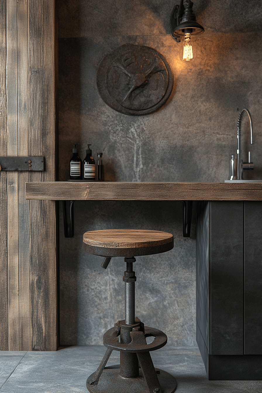 Rustic industrial bathroom